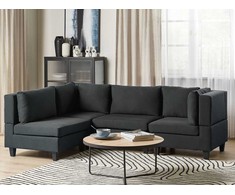 Beliani Modulinė 4 vietų kampinė sofa UNSTAD Dešininė Juoda