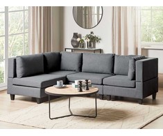 Beliani 4 vietų modulinė kampinė sofa UNSTAD Dešininė Tamsiai pilka
