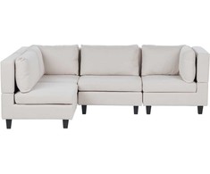 Beliani 4 vietų modulinė sofa UNSTAD Dešininė Šviesiai smėlio spalvos