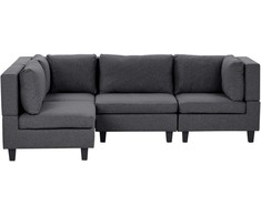 Beliani 4 vietų modulinė kampinė sofa UNSTAD Dešininė Tamsiai pilka