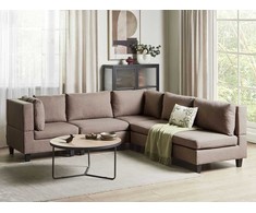 Beliani Modulinė 5 vietų sofa UNSTAD Dešininė Ruda