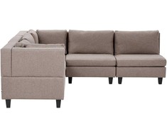 Beliani Modulinė 5 vietų sofa UNSTAD Dešininė Ruda