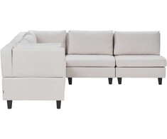 Beliani Penkių vietų modulinė kampinė sofa UNSTAD Dešininė Šviesiai smėlio spalvos
