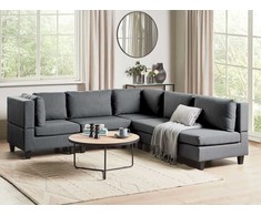 Beliani 5 vietų modulinė sofa UNSTAD, dešininė, tamsiai pilka