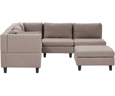 Beliani 5 vietų modulinė sofa UNSTAD, dešininė, ruda, su otomanu