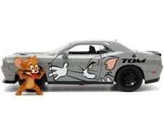 Automobilio modelis Tom and Jerry Dodge Challenger Hellcat + figūrėlė Jerry 1/24 JADA, 20 cm