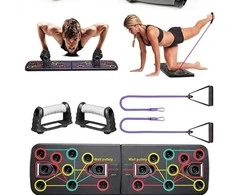 9 in 1 „Push Up Rack“ atramos stovas su pasipriešinimo juostomis