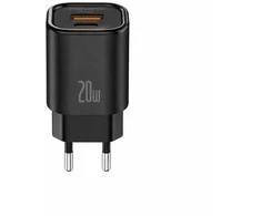 FONENG wall charger EU70 PD 20W 1xUSB-C + 1xUSB QC3.0 Juodas