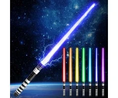 Cosplay lazerinis kardas 75 cm RGB – Metalinė rankena, 7 spalvos, garsas ir šviesos efektai