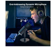 FIFINE AmpliGame AM8 laidinis mikrofonas su RGB apšvietimu USB/XLR