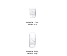 Kvadratinių stiklo puodelių / stiklinių komplektas 220 ml ir 350 ml