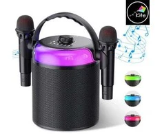 Mikroskopas KITE Bevielė bluetooth nešiojama dviejų mikrofonų karaokė su garsiakalbiu (juoda)