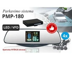 Parkavimo sistema galinio vaizdo veidrodėlyje PMP-180, 4 davikliai