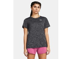 Marškinėliai treningowa damska Under Armour UA Tech Twist SS - juodas/baltas dydis: xs