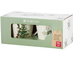 2 kalėdinių puodelių rinkinys Dovanų Kalėdų eglutė 320 ml AMBITION