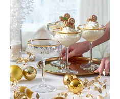 4 šampano taurių rinkinys Coupe Timeless auksinis 255 ml PASABAHCE