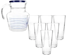 6 stiklinių rinkinys su ąsočiu 1,4 l Florero Rynglit Mėlyna LUMINARC