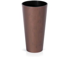 Prosperplast Lauko plastikinis vazonas TUBUS SLIM CORTEN, su įdėklu, vario sp., 30 x 57 cm