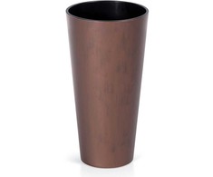 Prosperplast Lauko plastikinis vazonas TUBUS SLIM CORTEN, su įdėklu, vario sp., 40 x 76 cm