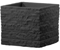Kvadratinis sodo vazonas 27 x 27 cm Kubus antracito plyta PATIO