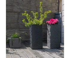 Kvadratinis sodo vazonas 27 x 27 cm Kubus plytų antracitinis PATIO