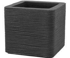 Kvadratinis sodo vazonas 30 x 30 cm Kubus grioveliais antracito PATIO