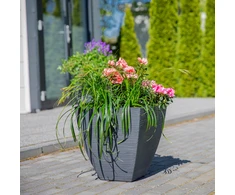 Kvadratinis sodo vazonas 39 x 39 x 42 cm antracitinis PATIO