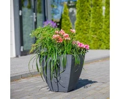 Kvadratinis sodo vazonas 39 x 39 x 42 cm antracitinis PATIO