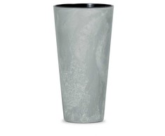 Prosperplast Lauko plastikinis vazonas TUBUS SLIM BETON, su įdėklu, pilkos sp., 25 x 48 cm
