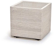 Sodo vazonas 38,5 x 38,5 x 37 cm Madera Square ECO Wood baltas PROSPERPLAST