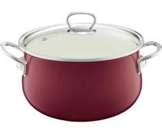 Puodas emaliowany su pokrywą Pyza 18 cm bordinė EMALIA OLKUSZ