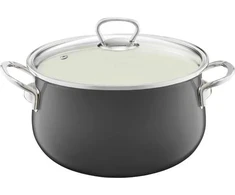 Emaliuotas puodas su dangteliu Pyza 14 cm tamsiai pilka EMALIA OLKUSZ