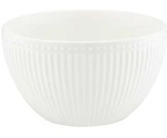 Garbanotas porcelianinis salotų dubuo 14 cm baltas AMBITION
