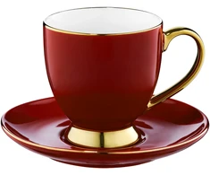 Puodelis porcelianinis ROYAL 220 ml su lėkštute raudonas Ambition 50987