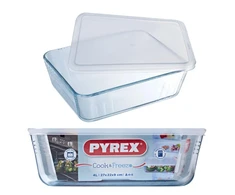 Pyrex Cook &amp; Freeze stačiakampis stiklinis indas su dangčiu, 4 l, 27x22x9 cm