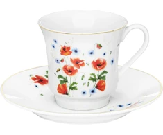 Domotti Puodeliai porcelianiniai 6 vnt komplektas 220 ml POPPIES Ambition 42463