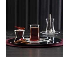 Heybeli 8 dalių stiklo ir lėkštučių rinkinys PASABAHCE