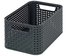 Plastikinis krepšys CURVER RATTAN STYLE, S, tams. pilkos sp., 29 x 20 x h13 cm, 6 l