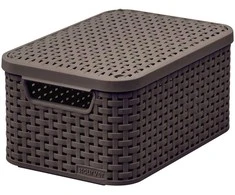 Plastikinė dėžė su dangčiu Style Box Rattan M Curver 18L/39x29x18.7cm tamsiai ruda