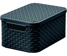 Plastikinė dėžė su dangčiu Style Box Rattan S Curver 6L/28.5x19.4x13cm tamsiai pilkas