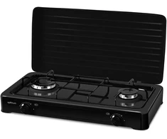 Dujinė KG-1012 reguliuojama viryklė 2 degiklių juoda OPTIMUM