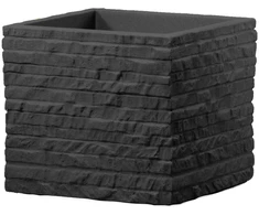 Kvadratinis sodo vazonas 27 x 27 cm Kubus antracito plyta PATIO