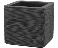 Kvadratinis sodo vazonas 50 x 50 cm Kubus grioveliais antracito PATIO