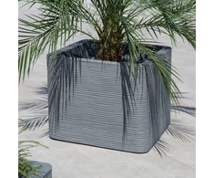 Kvadratinis sodo vazonas 50 x 50 cm Kubus grioveliais pilkas PATIO