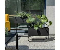 Gėlių stovas 60 x 23 x 40 cm juodas PATIO