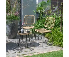 Lauko baldų komplektas Smėlio spalvos technorotango sodo baldų komplektas Joel PATIO