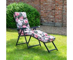 Lena Lounger Juodas Edition A101-23PB PATIO sodo šezlongas su atrama kojoms