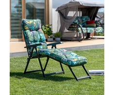 Lena Lounger Juodas Edition G058-02PB PATIO sodo šezlongas su atrama kojoms