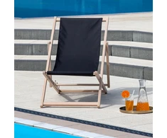 Šezlongas medinis Gozo Classic juoda PATIO
