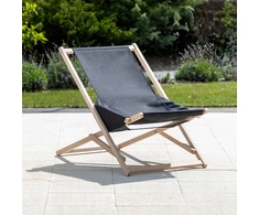 Šezlongas sodo medinis Gozo Comfort juoda PATIO